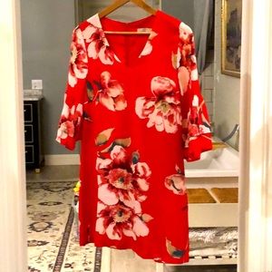 Red floral dress